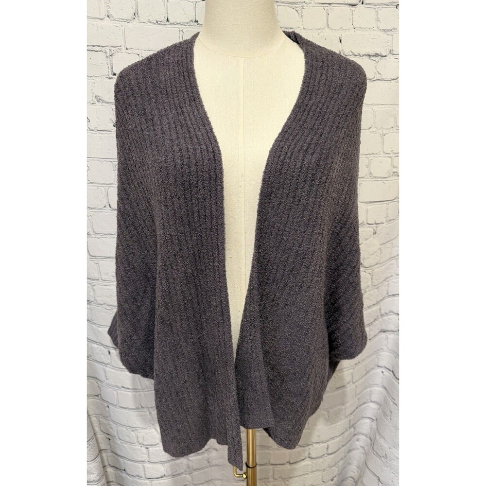 Barefoot Dreams Cozychic Lite Gray Ribbed Shrug Carbon Cardi Plus Size 1X